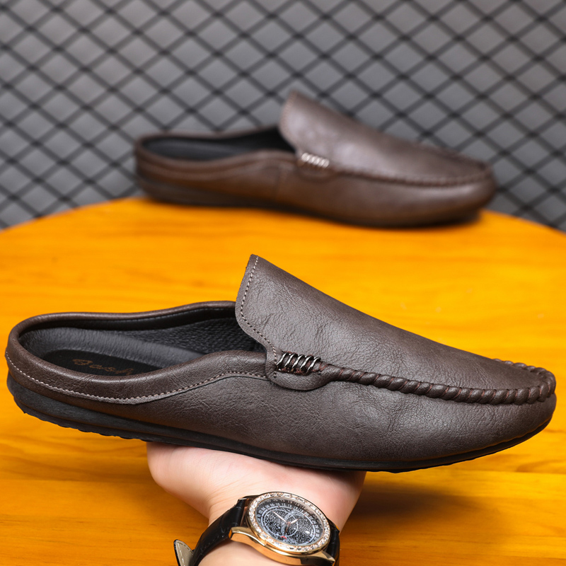 Men'S Shoes Temu - 남성용 하프 슈즈, 편안한 PU 가죽