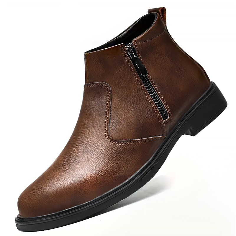 남성용 가을 겨울 신상 하이탑 가죽 신발, 지퍼가 달린 - Men'S Shoes Temu 리뷰 및 가격