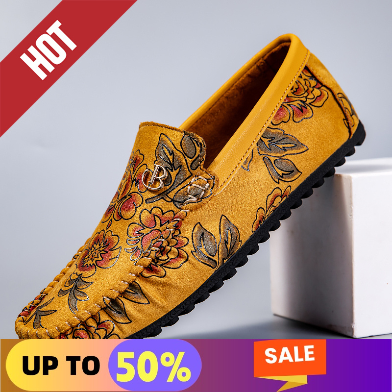 레저 가죽 로퍼 남성 디자인 모카신 플라워 슬립온 소프 - Men'S Shoes Temu 리뷰 및 가격